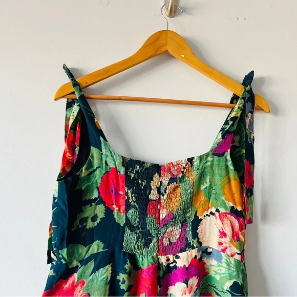 Sezane Dorotha Dress Floral Midi Trianon Print Tie Strap Slit Dress Size 6 US - Picture 6 of 9